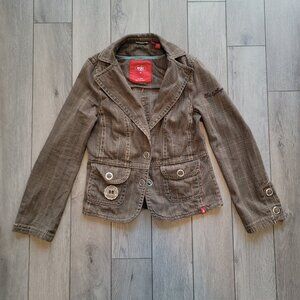 EDC by Esprit Fitted Plaid Stripe Button-Up Blazer (Est. 1998)